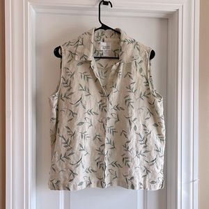 Vintage XL 100% Linen button up tank.